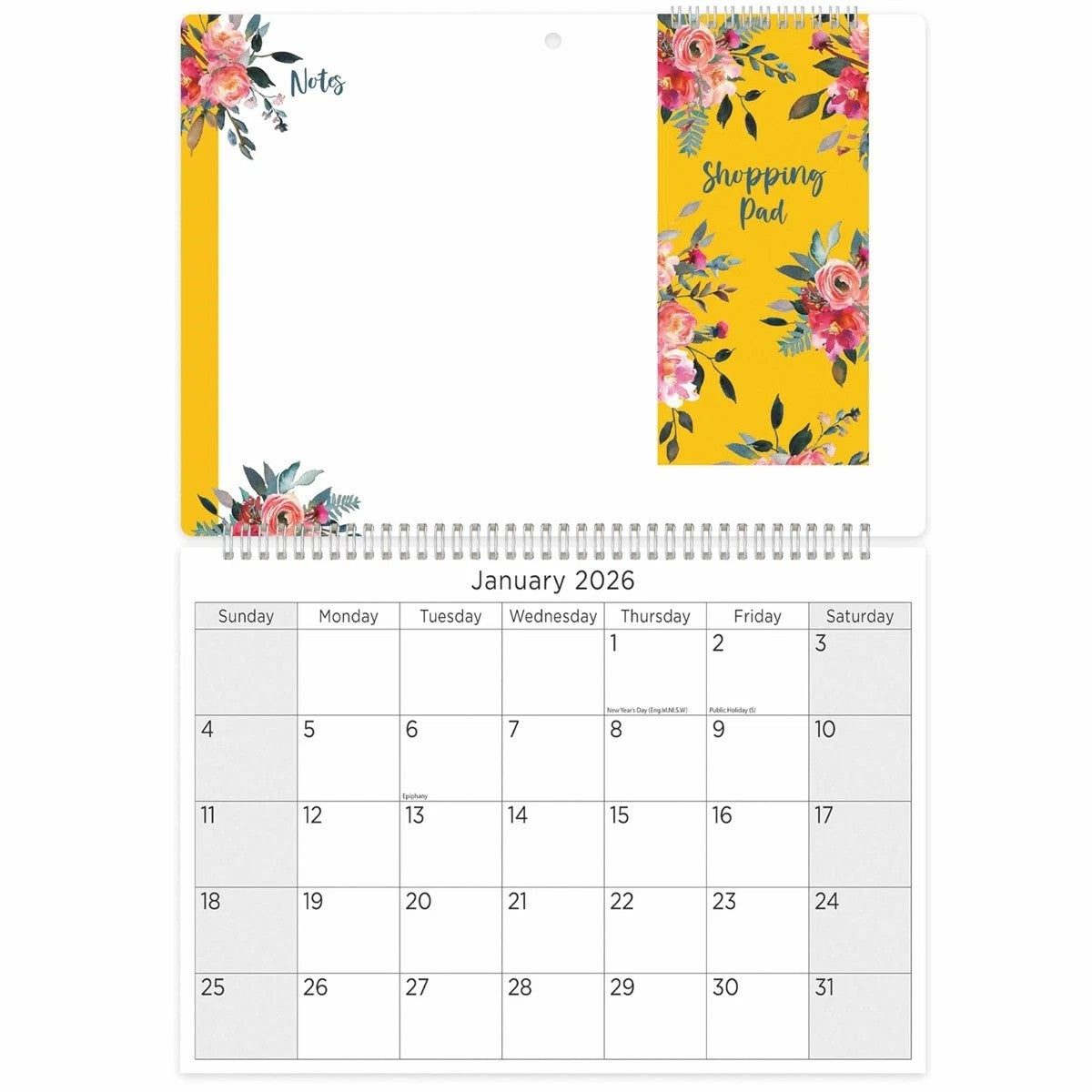 2026 Memo Calendar with Shopping List