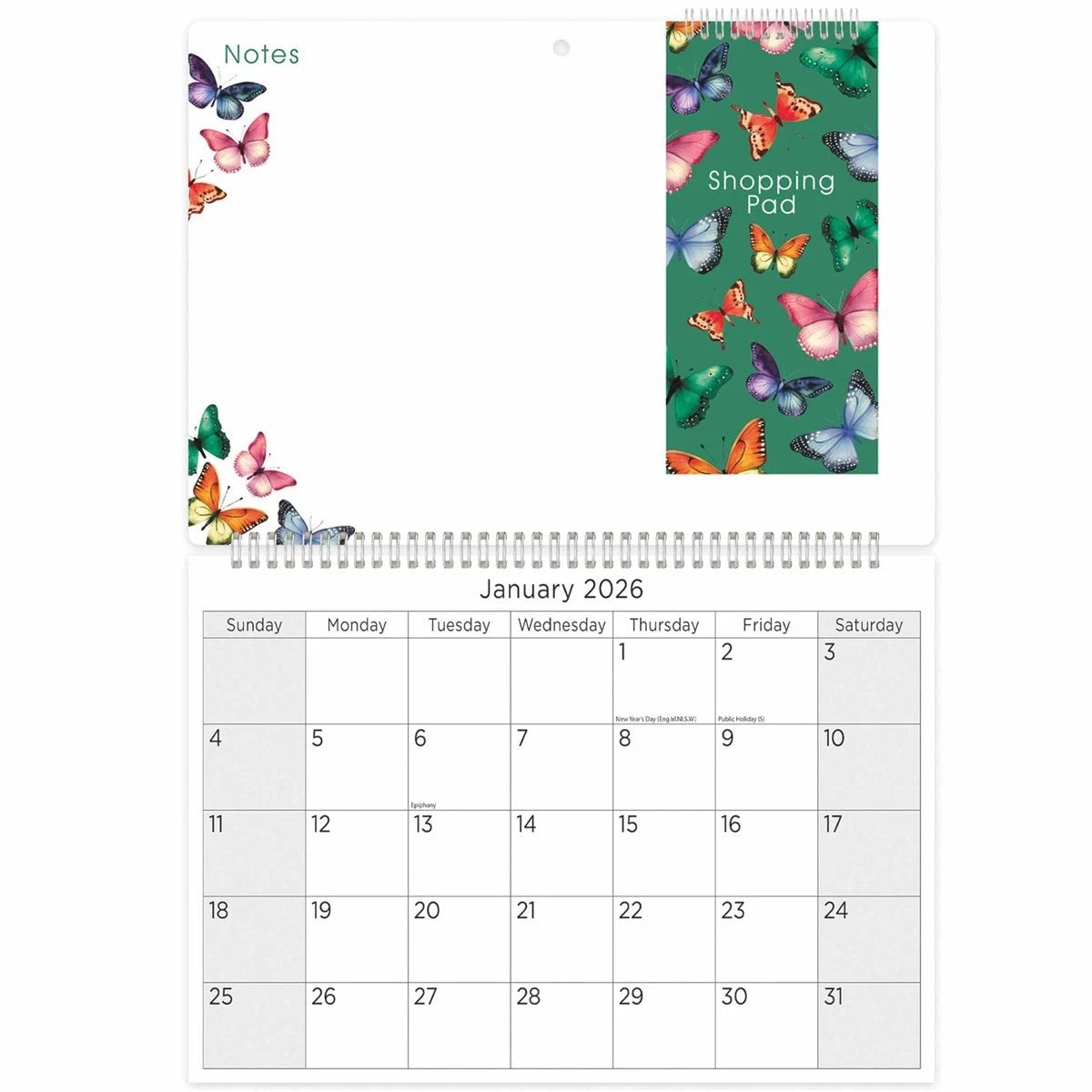 2026 Memo Calendar with Shopping List