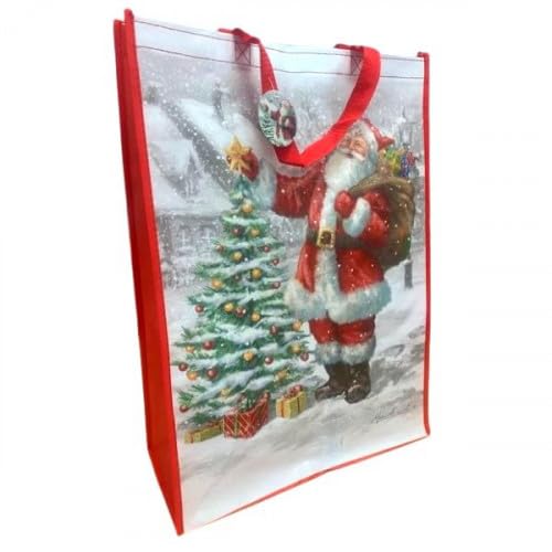 Set of 2 Reusable Christmas Tote Bags with Handles| Jumbo and X-Large Size| Non- Woven, Water Proof, Strong| XMAS Favors Goody Treat Bags for Gifts Distribution Delivery Shopping Party (Snowman)