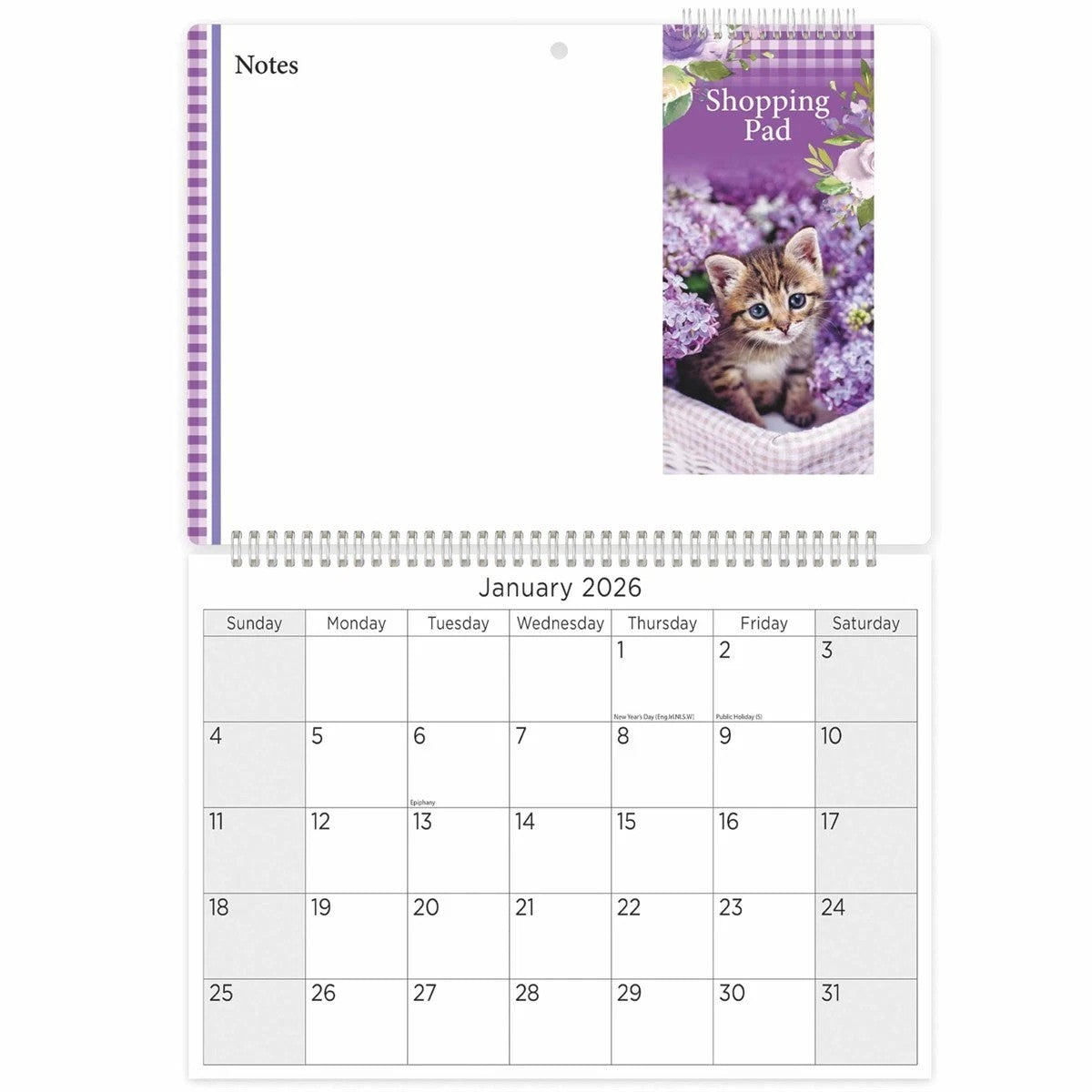 2026 Memo Calendar with Shopping List