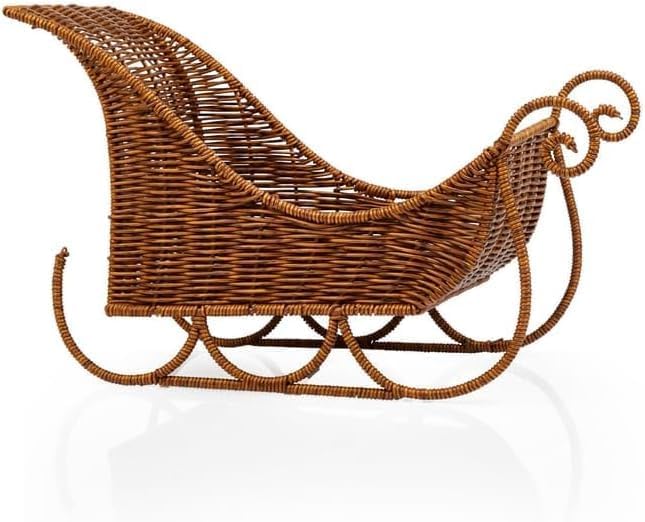Christmas Decoration Reusable Woven Rattan Traditional Santa’s Sleigh