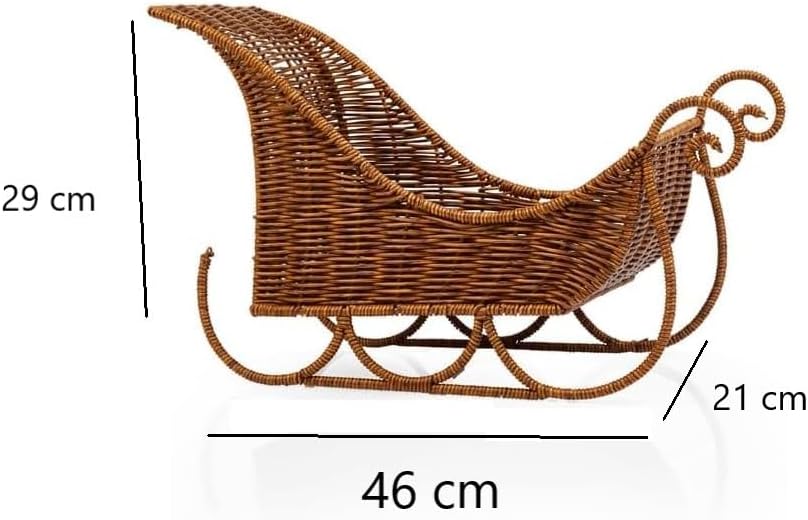 Christmas Decoration Reusable Woven Rattan Traditional Santa’s Sleigh