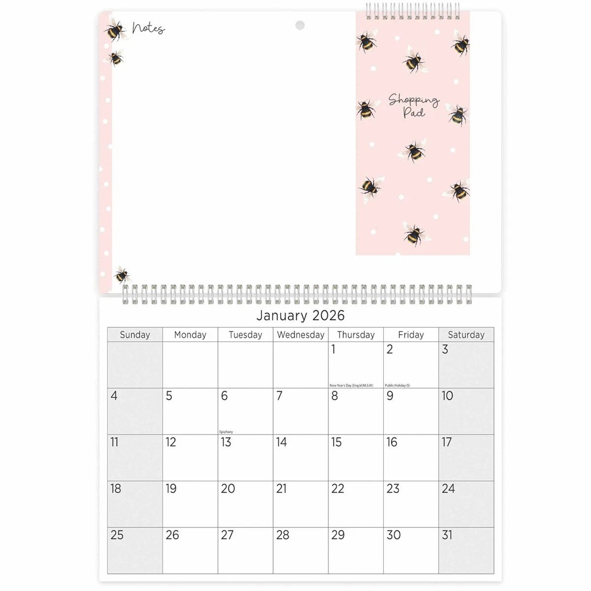 2026 Memo Calendar with Shopping List