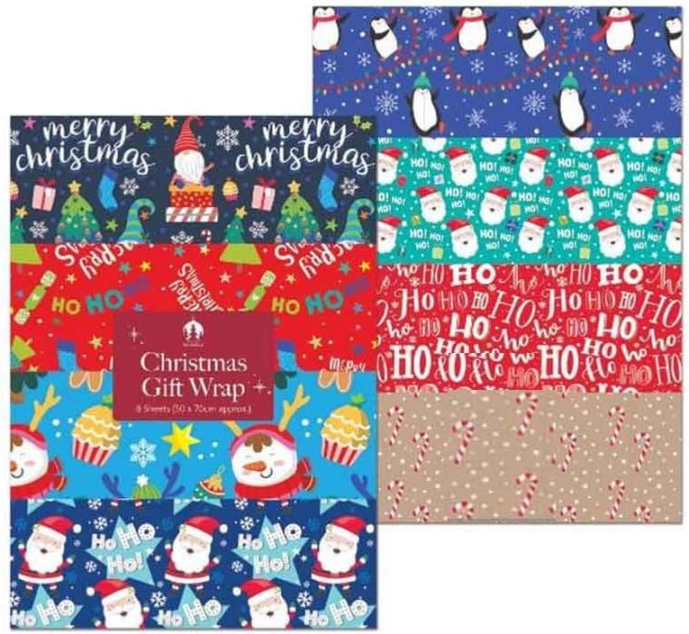 Set of 24 Christmas Large Gift Wrapping Sheets 70X50 CM