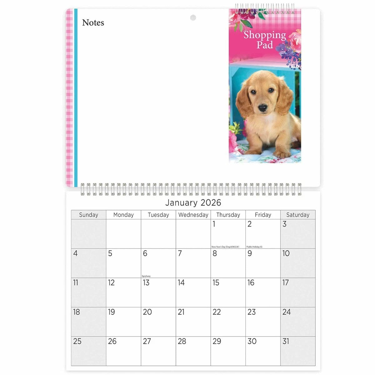 2026 Memo Calendar with Shopping List