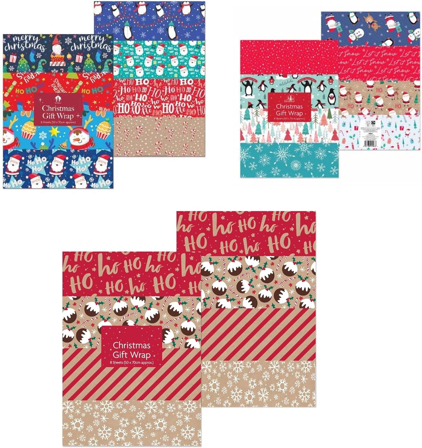 Set of 24 Christmas Large Gift Wrapping Sheets 70X50 CM