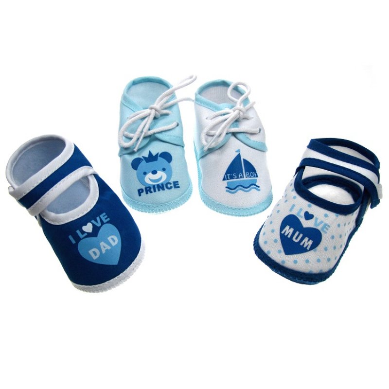Newborn Baby Girl Terry Cotton Booties - BLUE