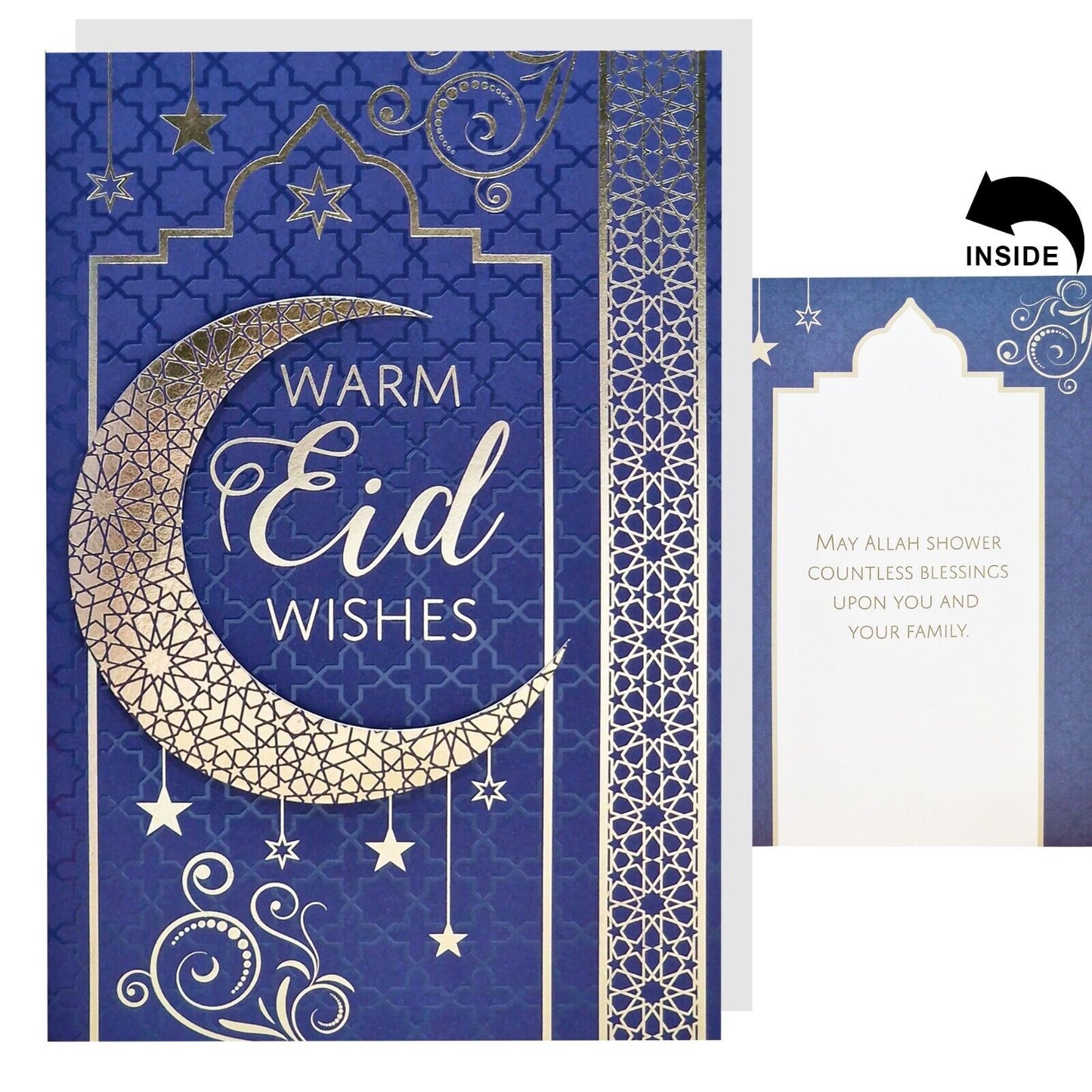 Eid Mubarak Wishes 3D Eid Greeting Card - Moon Star