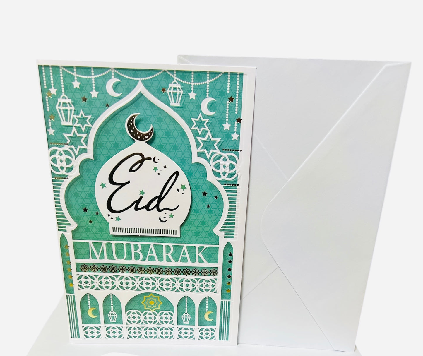 Eid Mubarak Wishes 3D Eid Greeting Card - Green
