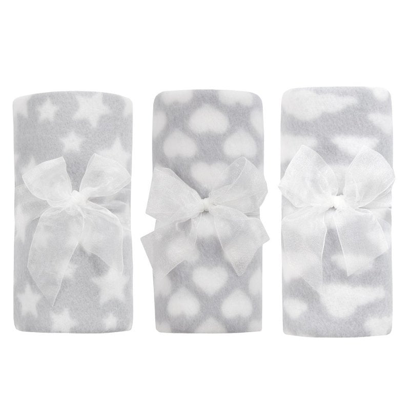 Baby Fleece Blanket for Pram, Crib, Moses Basket Carry Cot or Cot Bed - GREY (Set of 3)