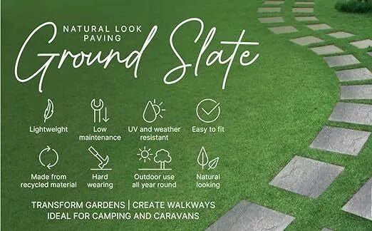 MARBLE EFFECT SQUARE STOMPING STONE FOR HOME GARDEN WALKWAY PAVING - (Set of 10)