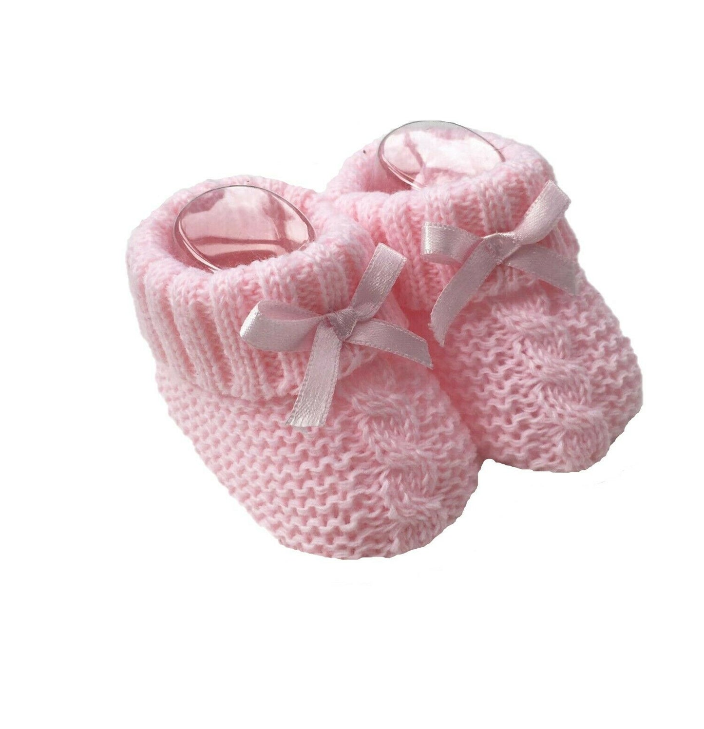 Newborn Soft Knitted Booties with Bow - P/B/SG/W/R/NB/Y/Co/RG