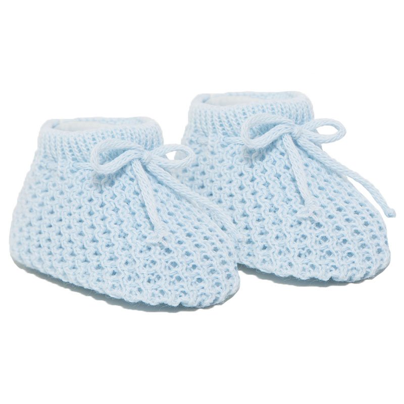 Knitted Baby Bootees with Lace - W/P/B/G/R/SG/Co/SB/RG/N
