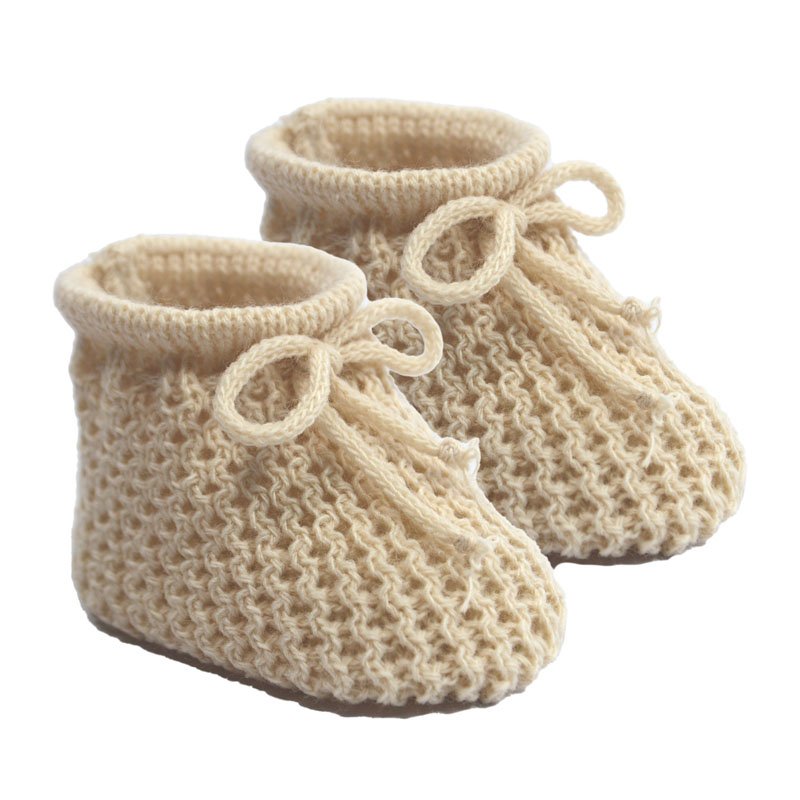 Knitted Baby Bootees with Lace - W/P/B/G/R/SG/Co/SB/RG/N