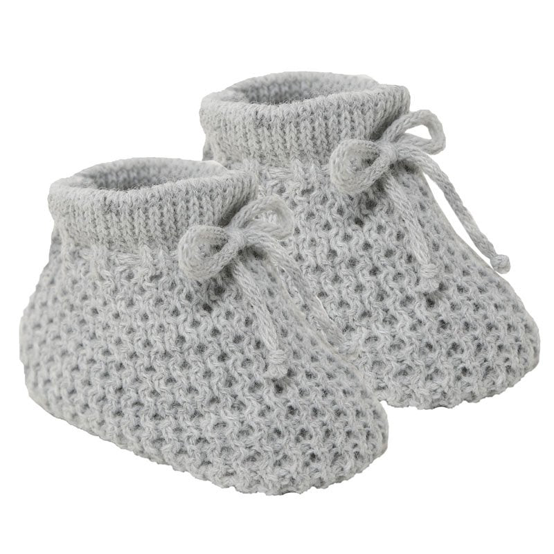 Knitted Baby Bootees with Lace - W/P/B/G/R/SG/Co/SB/RG/N