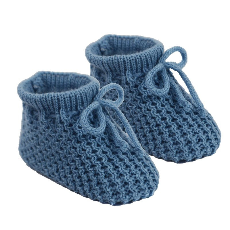 Knitted Baby Bootees with Lace - W/P/B/G/R/SG/Co/SB/RG/N