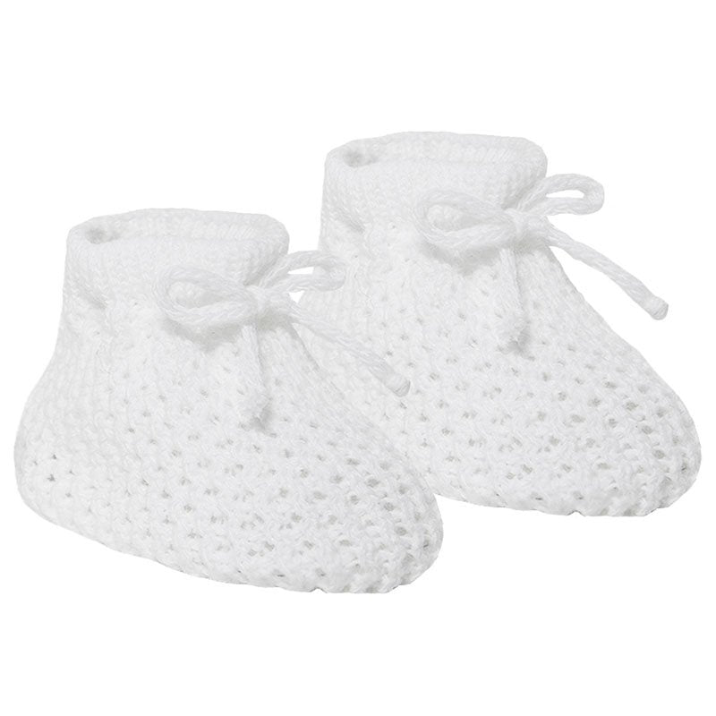 Knitted Baby Bootees with Lace - W/P/B/G/R/SG/Co/SB/RG/N
