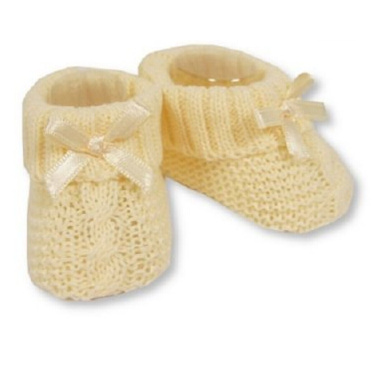 Newborn Soft Knitted Booties with Bow - P/B/SG/W/R/NB/Y/Co/RG