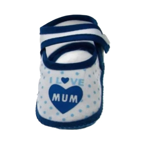 Newborn Baby Girl Terry Cotton Booties - BLUE