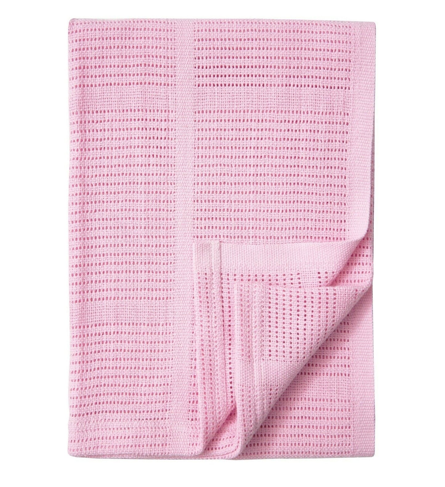 100% Cotton Baby Cellular Blanket for Crib Pram Carrycot Cot Bed - PINK