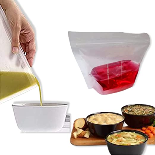 Seal and Store Clear Self Standing RESEALABLE Fridge Freezer Bags