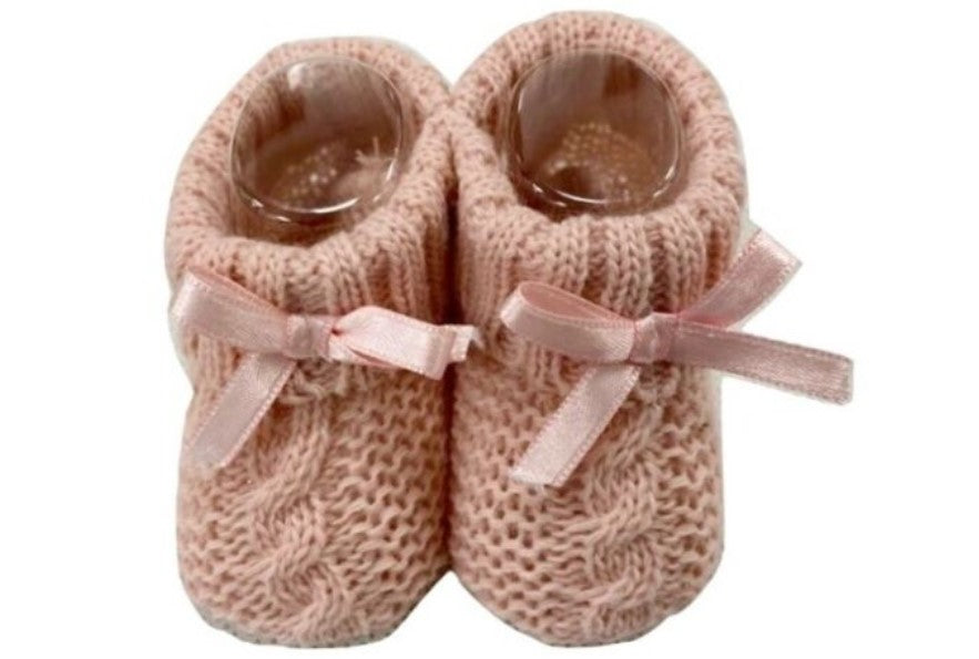Newborn Soft Knitted Booties with Bow - P/B/SG/W/R/NB/Y/Co/RG