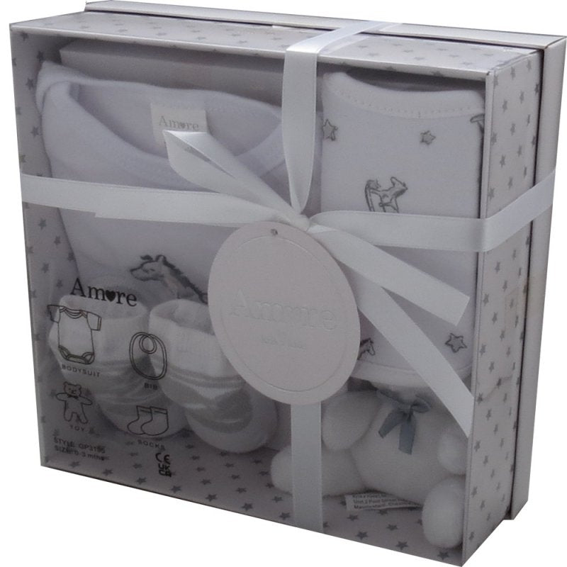 Luxury Boxed Gift Set - 4 Piece WHITE (0-3 Months)