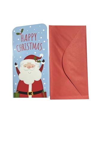 Set of 6 Cute Tri Fold Traditional Christmas Money Wallets for Holding Currency Notes, Gift Card, Voucher| Lovely Seasonal Xmas Greetings| Quality Paper Foil Printing Paper Envelops (Design 1)
