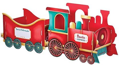Design by Violet Gingerbread Christmas Train Gift Holder – Festive Cardboard Toy Train for Presents & Treats – 1200GSM with 83 Alphabet Stickers – Cute Christmas Morning Decoration for Kids