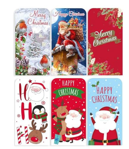 Set of 6 Cute Tri Fold Traditional Christmas Money Wallets for Holding Currency Notes, Gift Card, Voucher| Lovely Seasonal Xmas Greetings| Quality Paper Foil Printing Paper Envelops (Design 1)
