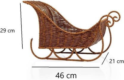 Christmas Decoration Reusable Woven Rattan Traditional Santa’s Sleigh