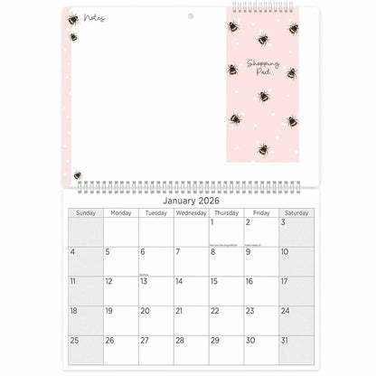 2026 Memo Calendar with Shopping List