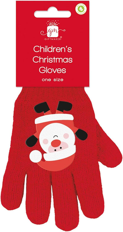 Children Red Novelty Christmas Gloves