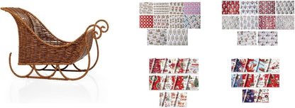 Christmas Decoration Reusable Woven Rattan Traditional Santa’s Sleigh