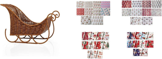 Christmas Decoration Reusable Woven Rattan Traditional Santa’s Sleigh