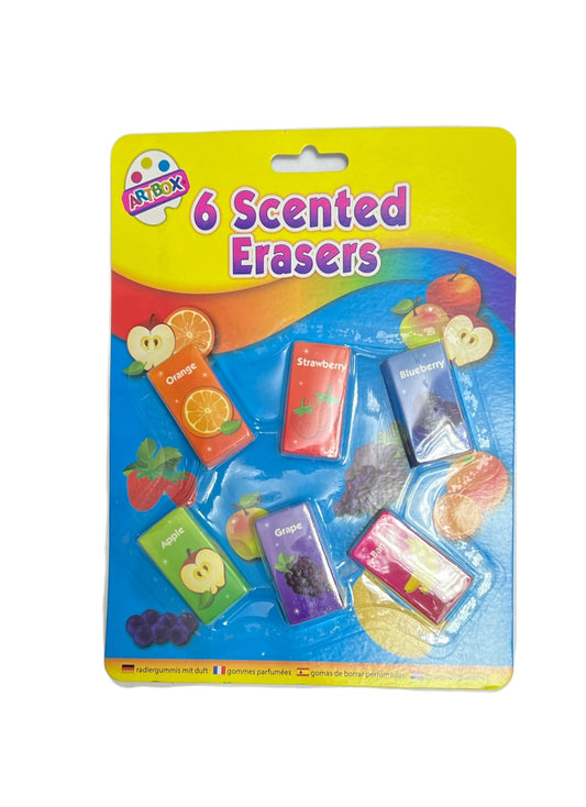 6 Pcs Novelty Assorted Fruit Scented Erasers