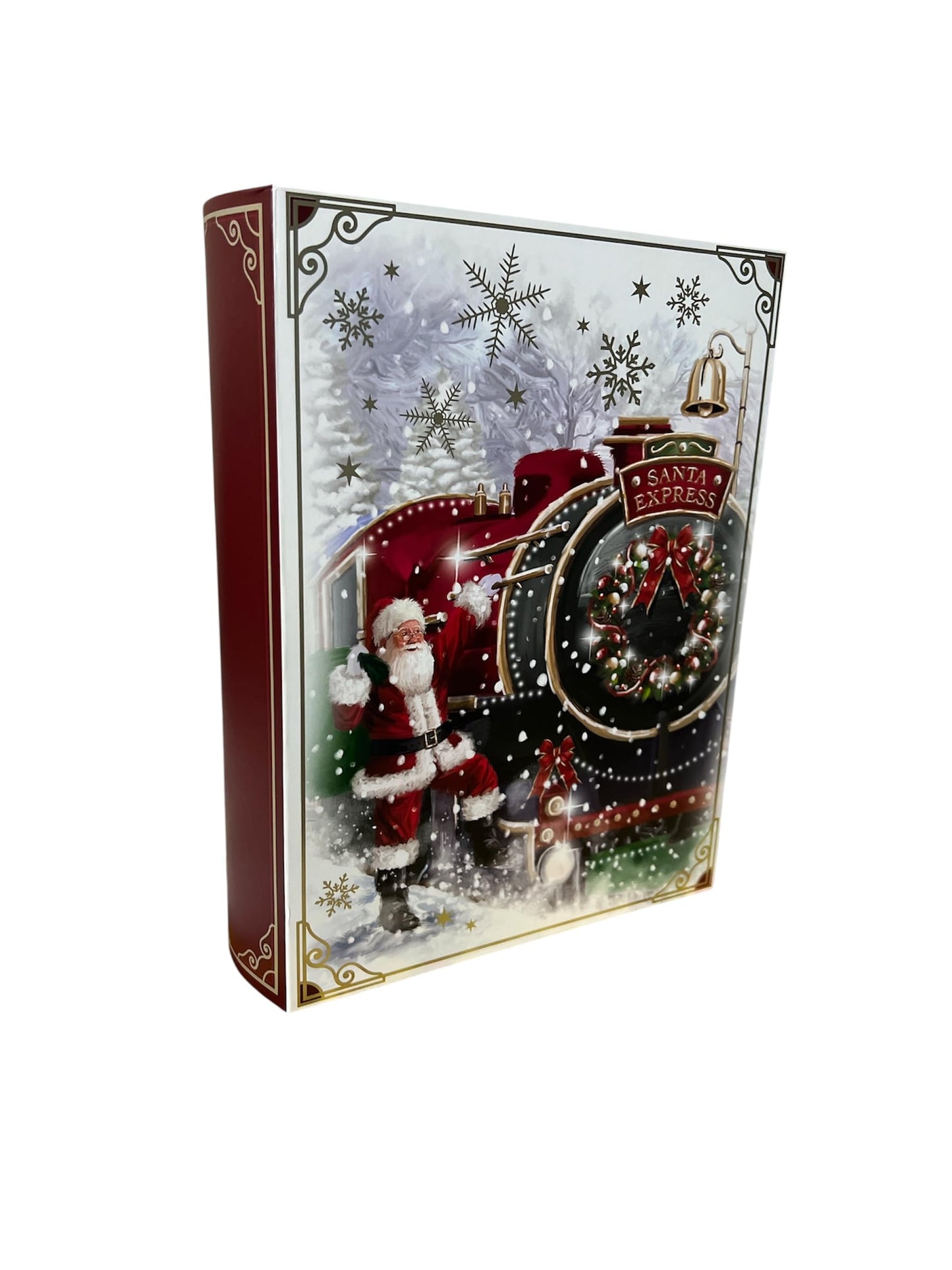 Merry Christmas Set of 3 Stackable Nestable Stunning Traditional Book Shapped Gift boxes | Cute print Santa, Snow, XMAS Presents Storage, Keepsake and Reusable (Blue)