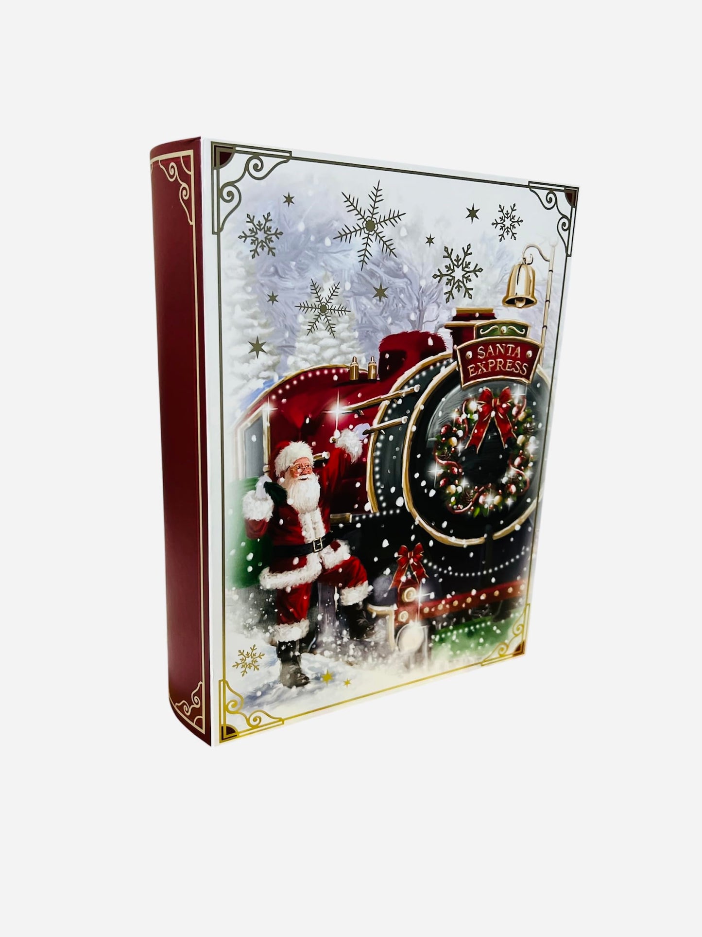 Merry Christmas Set of 3 Stackable Nestable Stunning Traditional Book Shapped Gift boxes | Cute print Santa, Snow, XMAS Presents Storage, Keepsake and Reusable (Blue)