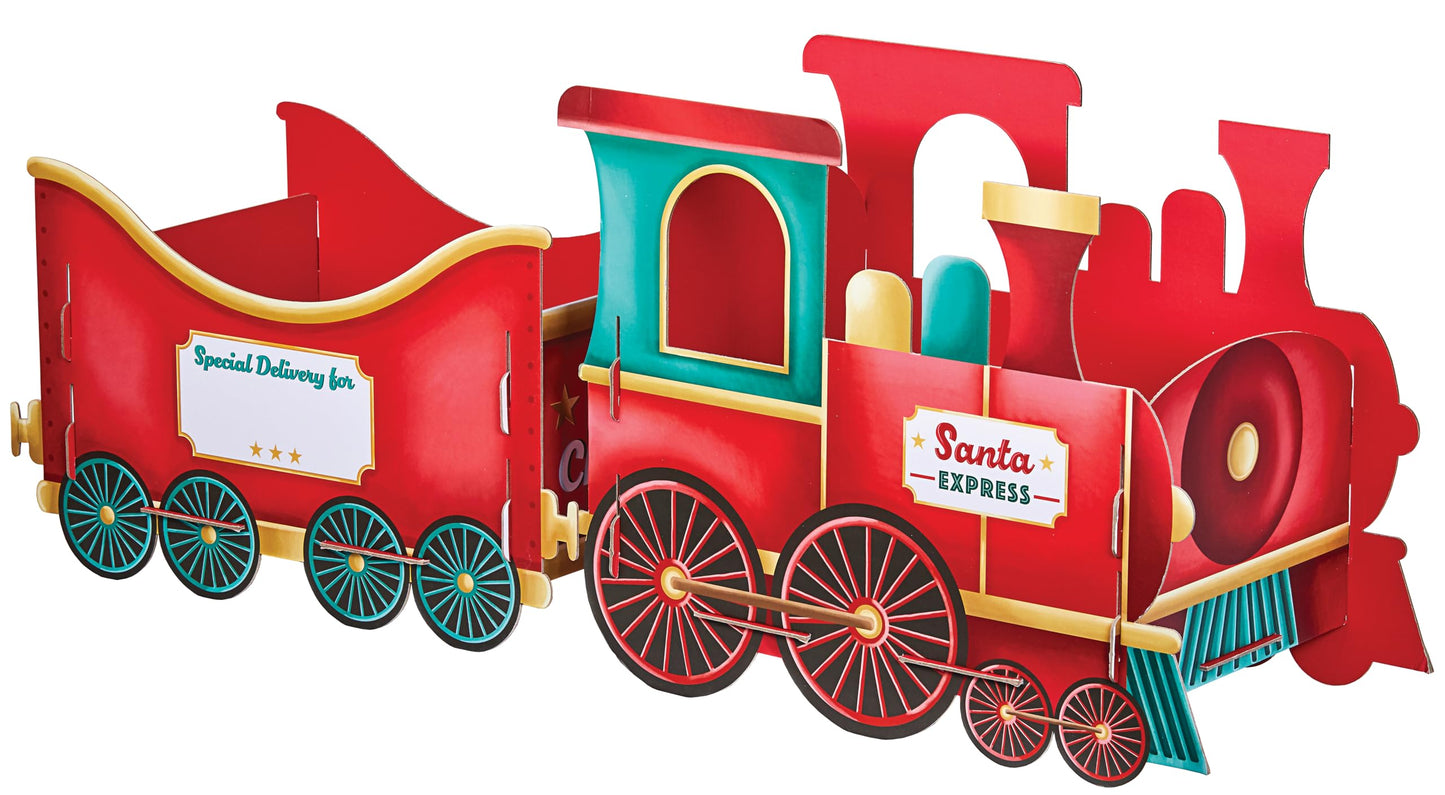Design by Violet Gingerbread Christmas Train Gift Holder – Festive Cardboard Toy Train for Presents & Treats – 1200GSM with 83 Alphabet Stickers – Cute Christmas Morning Decoration for Kids