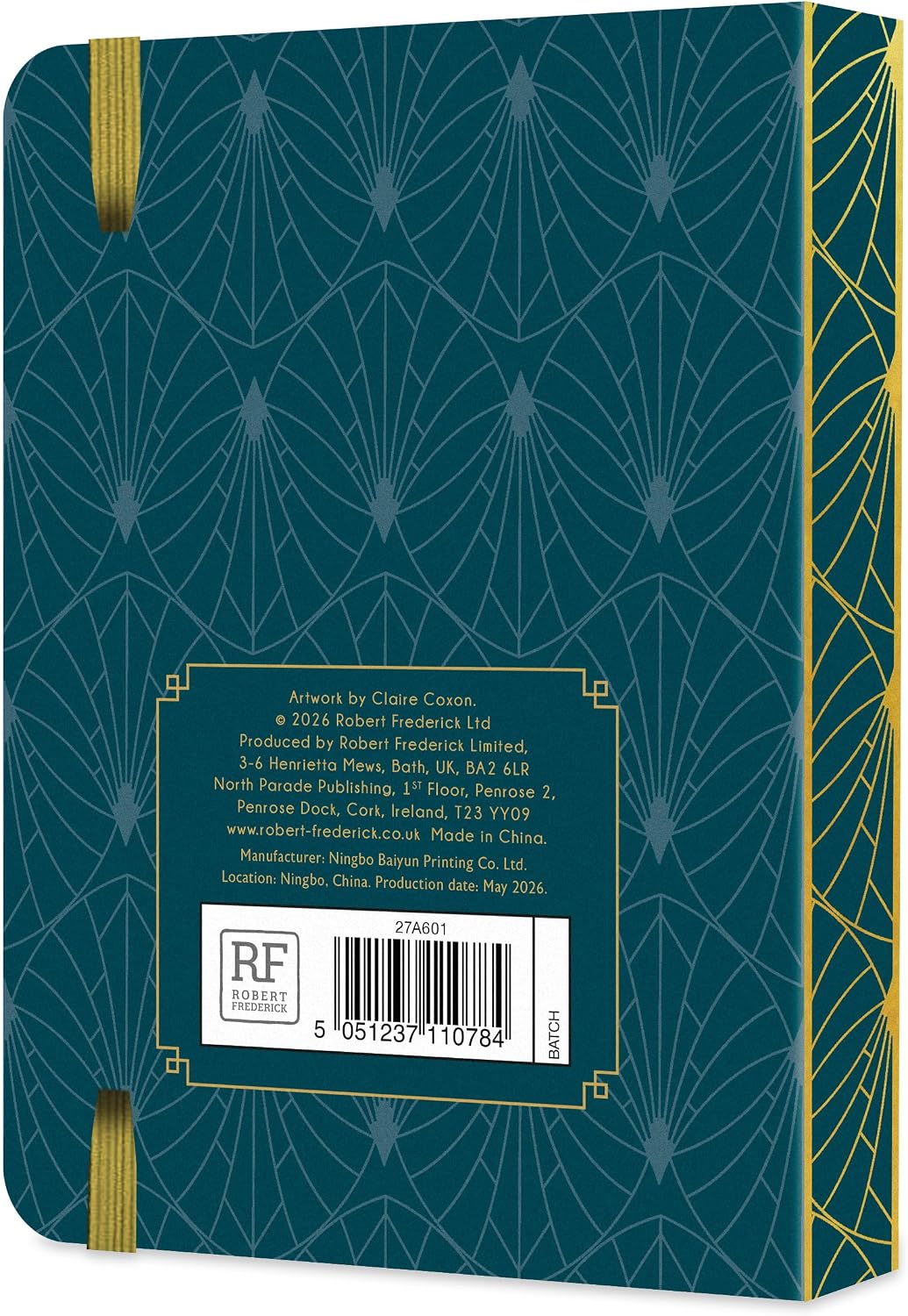 Claire Coxon Art Deco 2027 A6 Weekly Diary | Compact Hardback Organiser with Elastic Closure | Stylish Week-to-View Planner