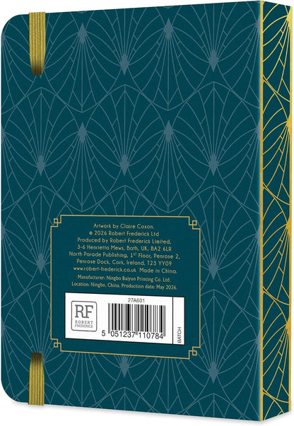 Claire Coxon Art Deco 2027 A6 Weekly Diary | Compact Hardback Organiser with Elastic Closure | Stylish Week-to-View Planner