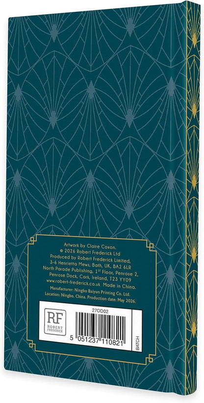 Claire Coxon Art Deco 2027 Slim Weekly Diary | Hardback Pocket Planner with Forward Planning & Original Art Deco Artwork