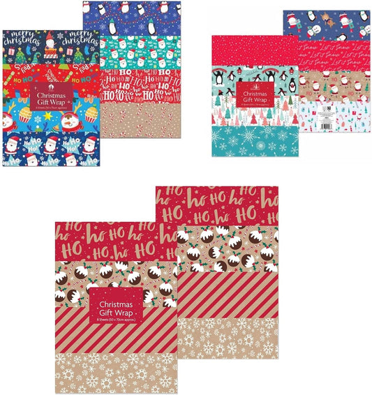 Set of 24 Christmas Large Gift Wrapping Sheets 70X50 CM