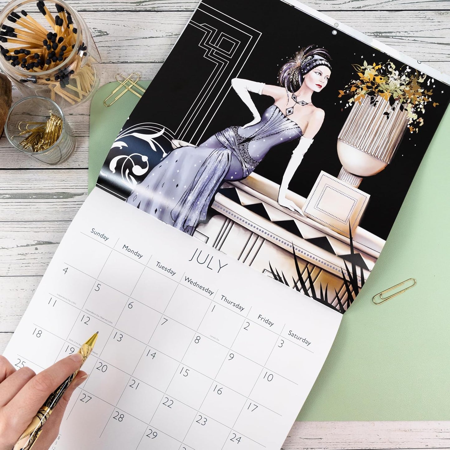 Claire Coxon Art Deco 2027 Square Wall Calendar | Monthly Planner Featuring Original Art Deco Illustrations | Elegant Decorative Calendar