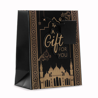 Medium 3D Foil Eid Mubarak Gift Bags With Twisted Tie Handle & Gift Tag