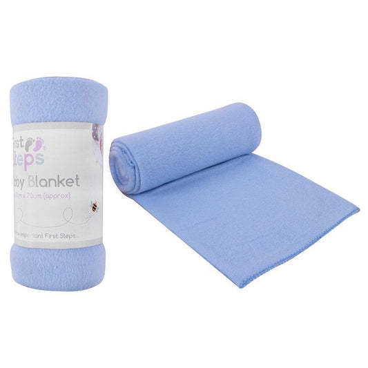 Baby Fleece Blanket for Pram, Crib, Moses Basket Carry Cot or Cot Bed - BLUE