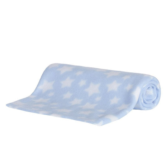 Baby Fleece Blanket for Pram, Crib, Moses Basket Carry Cot or Cot Bed - BLUE STAR
