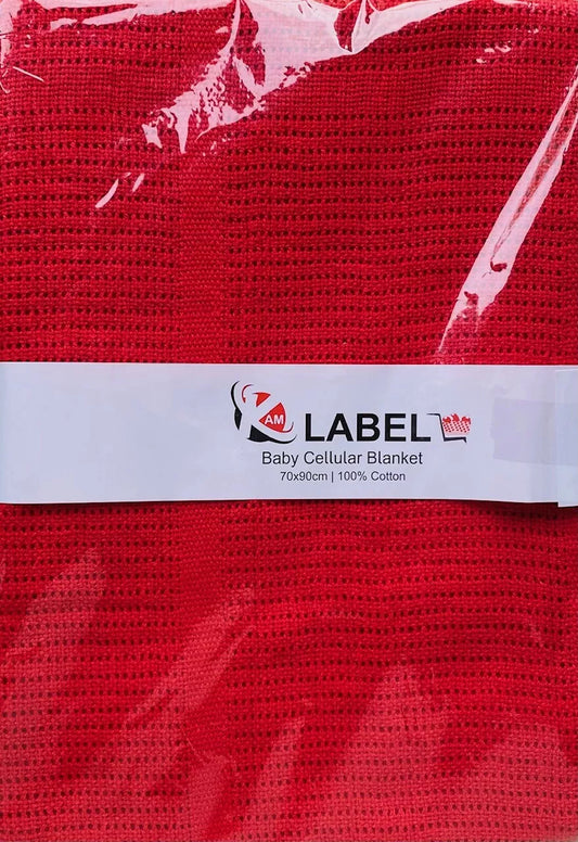 100% Cotton Baby Cellular Blanket for Crib Pram Carrycot - RED