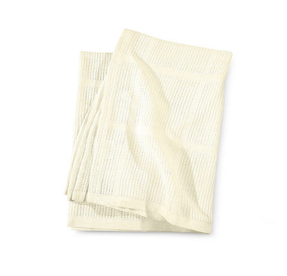 100% Cotton Baby Cellular Blanket for Crib Pram Carrycot Cot Bed - CREAM