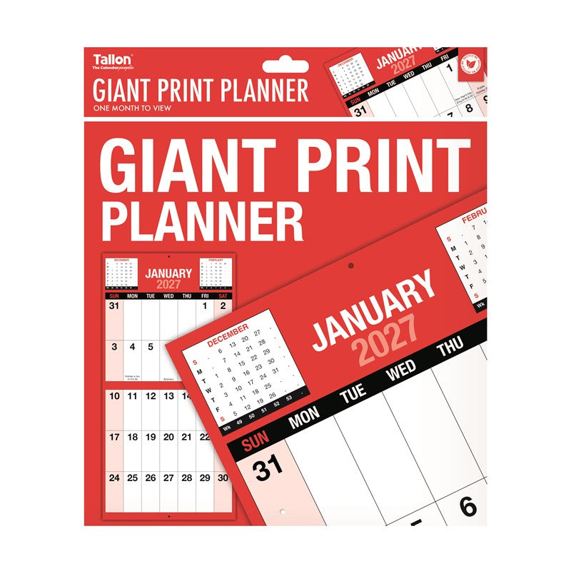 Tallon - Giant Print Calendar Planner - 2027